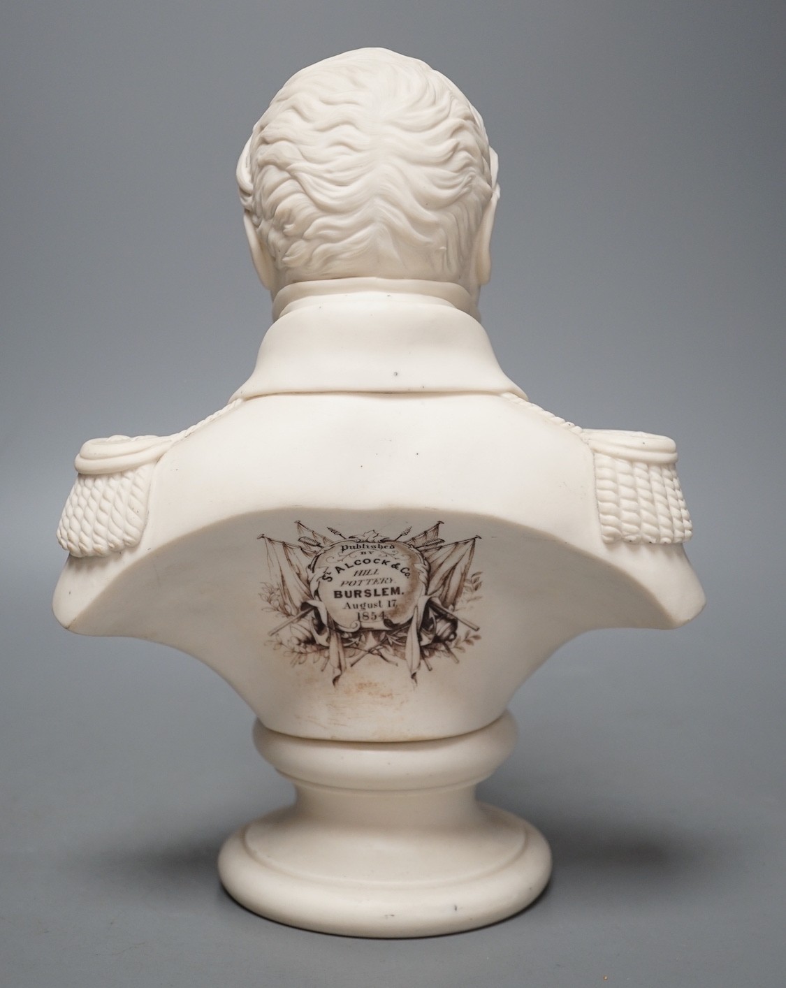 A Parian bust of Admiral Sir Charles Napier, by Samuel Alcock & Co. - 27.5cm tall